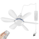 Ventilador de teto silencioso com 6 folhas, alimentado por usb, com controle rem
