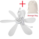 Ventilador de teto silencioso com 6 folhas, alimentado por usb, com controle rem