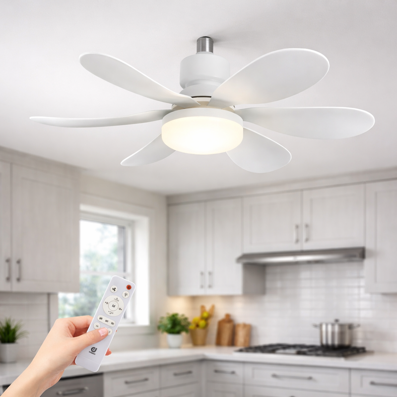 Lâmpada Ventilador de Teto com 6 Hélices e Controle Remoto