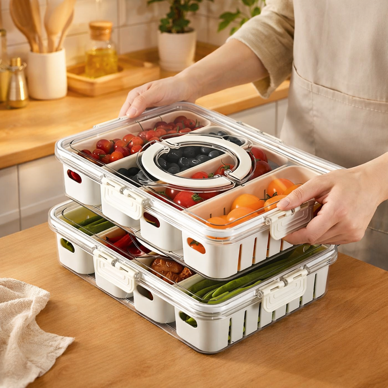 Organizador de Geladeira Transparente com Divisórias