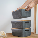 Kit 3 Caixas Organizadoras Tampa Bambu