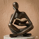 Escultura Decorativa “Pensador com Livro”