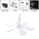 Ventilador de teto silencioso com 6 folhas, alimentado por usb, com controle rem