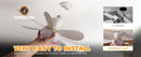 Ventilador de Teto de 20,5 polegadas 40W com Controle Remoto e Luz LED, Ventilad