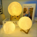 Luminária 3D Lua Cheia com Suporte