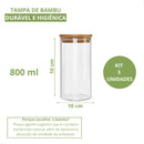 Conjunto 3 Potes Vidro Tampa Bambu