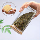 Pote de Vidro com Tampa de Bambu
